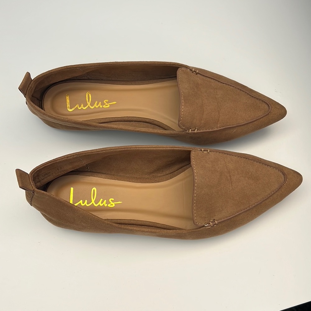 SOLD Lulus Emmy Camel Suede Pointed Loafers